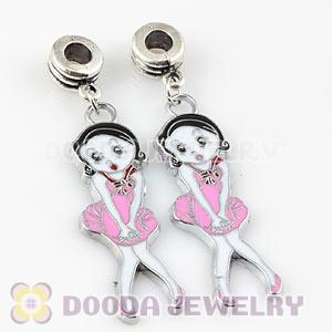 Platinum Plated Alloy Enamel European Little Girl Charms Wholesale 