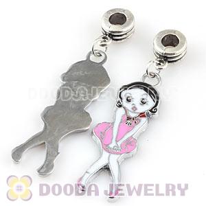 Platinum Plated Alloy Enamel European Little Girl Charms Wholesale 