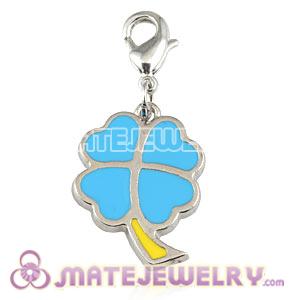Platinum Plated Alloy European Enamel Four-Leaf Clover Jewelry Charms 