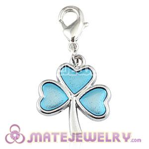 Platinum Plated Alloy European Enamel Four-Leaf Clover Jewelry Charms 