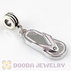 Platinum Plated Alloy Enamel European Slipper Charms With Stone 