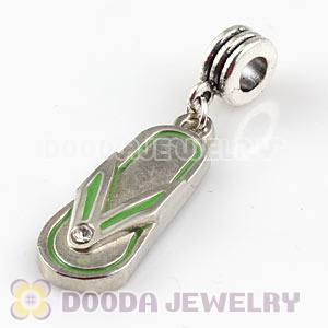 Platinum Plated Alloy Enamel European Flip Flop Charms With Stone 