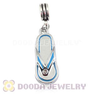 Platinum Plated Alloy Enamel European Flip Flop Charms With Stone 
