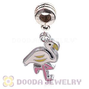 Platinum Plated Alloy Enamel European Flamingo Charms Wholesale 