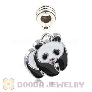 Platinum Plated Alloy Enamel European Panda Charms Wholesale 