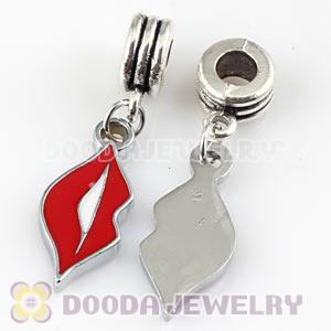 Platinum Plated Alloy Enamel European Red Lips Charms Wholesale 