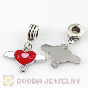 Platinum Plated Alloy Enamel European Heart Charms Wholesale 
