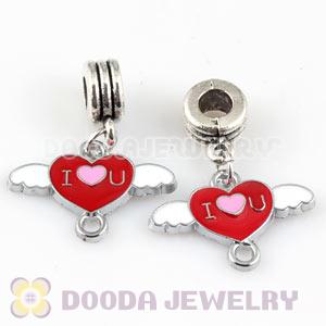 Platinum Plated Alloy Enamel European Heart Charms Wholesale 