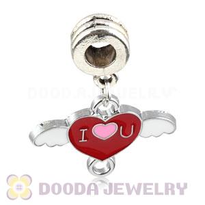 Platinum Plated Alloy Enamel European Heart Charms Wholesale 