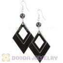 Black Crystal Basketball Wives Bamboo Diamond Hoop Earrings Wholesale