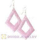 Pink Crystal Basketball Wives Diamond Bamboo Hoop Earrings Wholesale