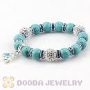 Turquoise Beaded Basketball Wives Bracelets With Czech Crystal Beads