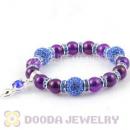 Purple Agate Beaded Basketball Wives Bracelets With Czech Crystal Beads