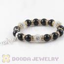 Black Agate Beaded Basketball Wives Bracelets With Czech Crystal Beads