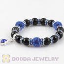 Black Faceted Agate Beaded Basketball Wives Bracelets With Czech Crystal Beads