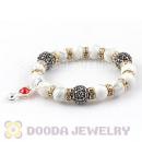 White Turquoise Beaded Basketball Wives Bracelets With Czech Crystal Beads