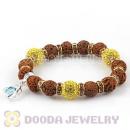 Lava Stone Beaded Basketball Wives Bracelets With Czech Crystal Beads