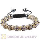 Handmade Style TresorBeads Blue Crystal Ball Bead Bracelets With Hematite