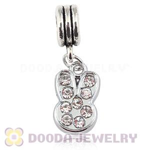 Platinum Plated Alloy European Rabbit Charms With Stone 