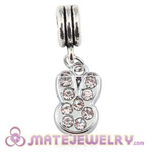 Platinum Plated Alloy European Rabbit Charms With Stone 