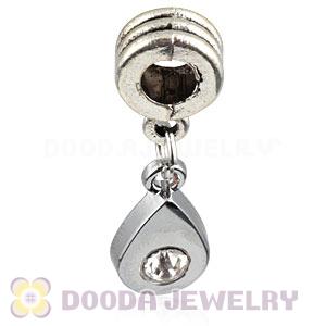 Platinum Plated Alloy European Tear Drop Charms With Stone 