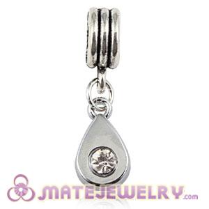 Platinum Plated Alloy European Tear Drop Charms With Stone 