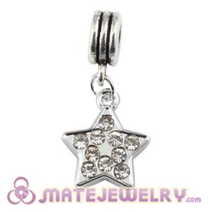 Platinum Plated Alloy European Pentagram Charms With Stone 