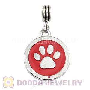 Platinum Plated Alloy Enamel European Dog Paw Charms Wholesale 