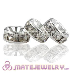 8mm Alloy Basketball Wives White Crystal Spacer Beads 