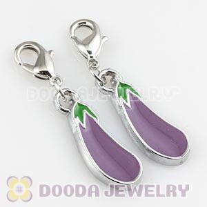 Platinum Plated Alloy Enamel European Jewelry Eggplant Charms Wholesale 