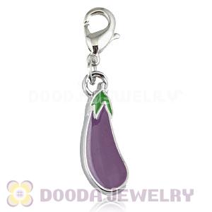 Platinum Plated Alloy Enamel European Jewelry Eggplant Charms Wholesale 
