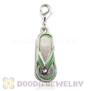 Platinum Plated Alloy European Slipper Jewelry Charms With Stone 