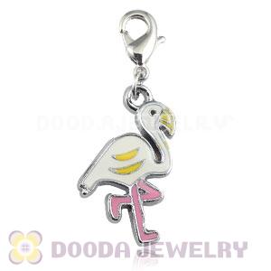 Platinum Plated Alloy Enamel European Jewelry Flamingo Charms Wholesale 