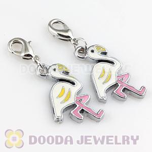 Platinum Plated Alloy Enamel European Jewelry Flamingo Charms Wholesale 
