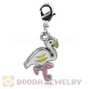 Platinum Plated Alloy Enamel European Jewelry Flamingo Charms Wholesale 