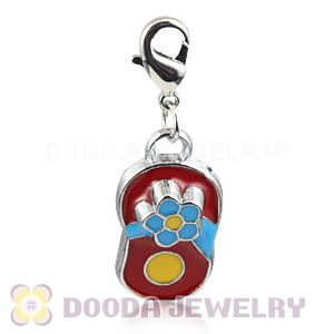 Platinum Plated Alloy Enamel European Jewelry Slipper Charms Wholesale 
