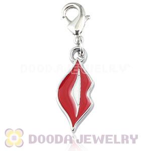 Platinum Plated Alloy Enamel European Jewelry Red Lips Charms Wholesale 