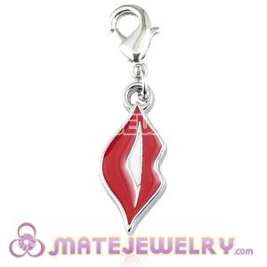Platinum Plated Alloy European Enamel Jewelry Red Lips Charms Wholesale 