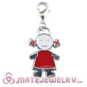 Platinum Plated Alloy European Enamel Jewelry Little Girl Charms Wholesale 