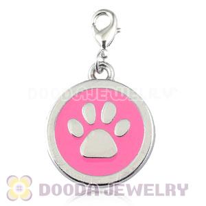 Platinum Plated Alloy Enamel European Jewelry Dog Paw Charms Wholesale