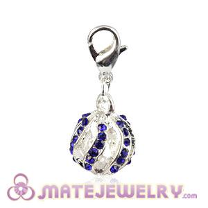 Wholesale Silver Plated Alloy European Charms With Blue Stone 