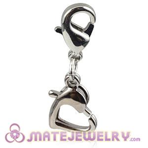 Wholesale Platinum Plated Alloy European Heart Charms With Stone 