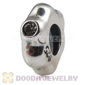 925 Sterling Silver Stopper Beads with Crystal CZ Stone