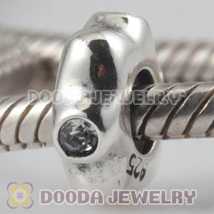 925 Sterling Silver Stopper Beads with Crystal CZ Stone