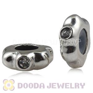 925 Sterling Silver Stopper Beads with Crystal CZ Stone
