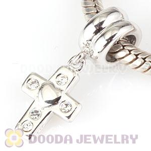 925 Sterling Silver European Dangle Crisscross Charms With CZ Stone