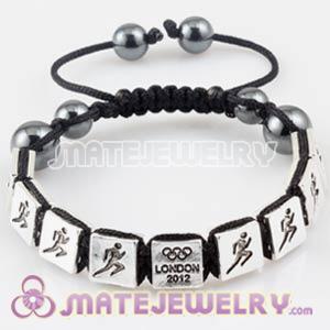 Handmade London 2012 Olympics Athletics Square Alloy Bracelets With Hematite