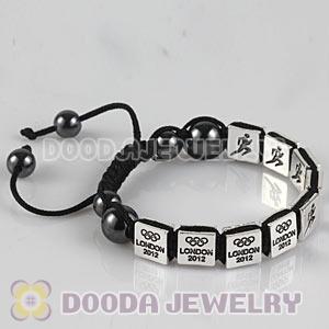 Handmade London 2012 Olympics Athletics Square Alloy Bracelets With Hematite