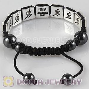 Handmade London 2012 Olympics Athletics Square Alloy Bracelets With Hematite
