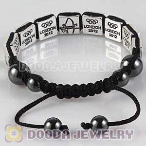 Handmade London 2012 Olympics Archery Square Alloy Bracelets With Hematite